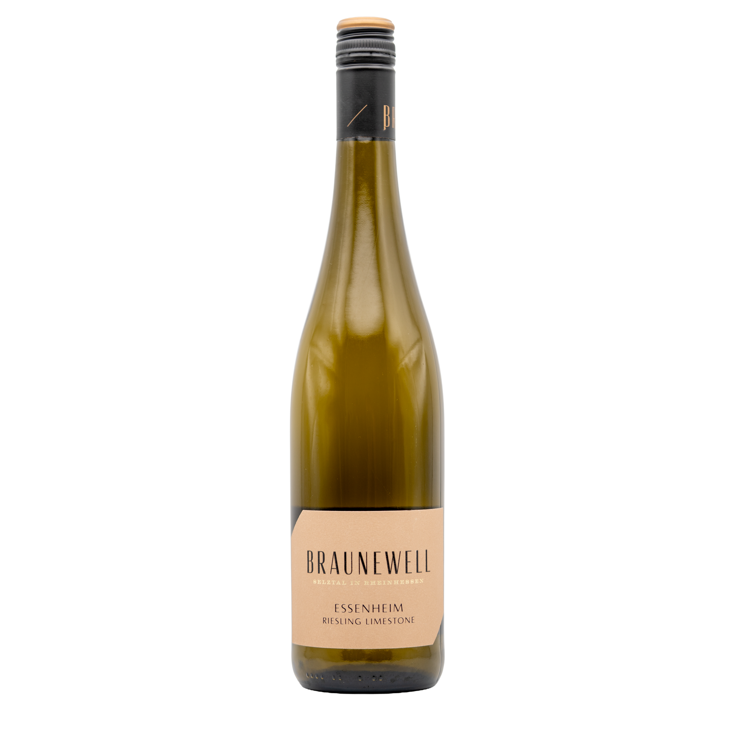 Bottle of LEA AND SANDEMAN Braunewell Riesling Trocken white wine with a white label and clear glass bottle.