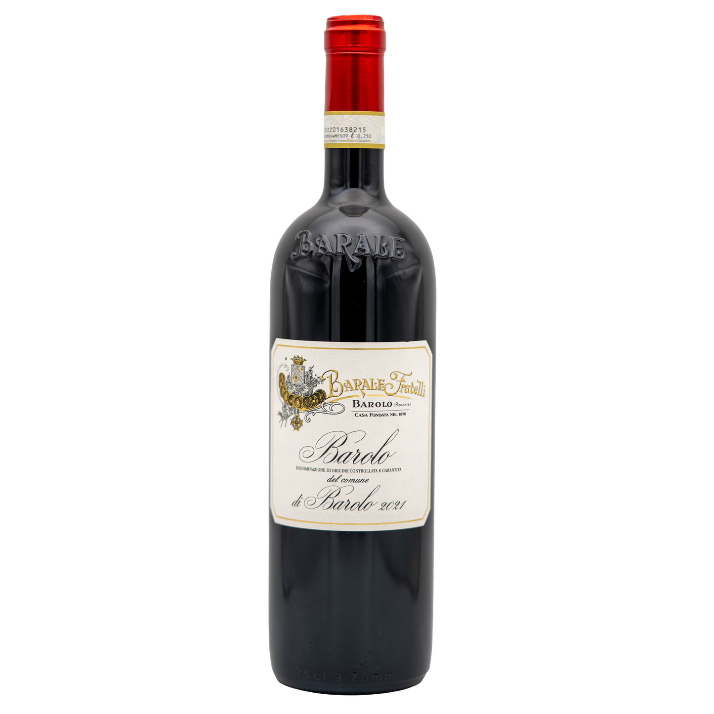 Lea and Sandeman Barale Fratelli Barolo di Barolo red wine bottle with label and deep red color.