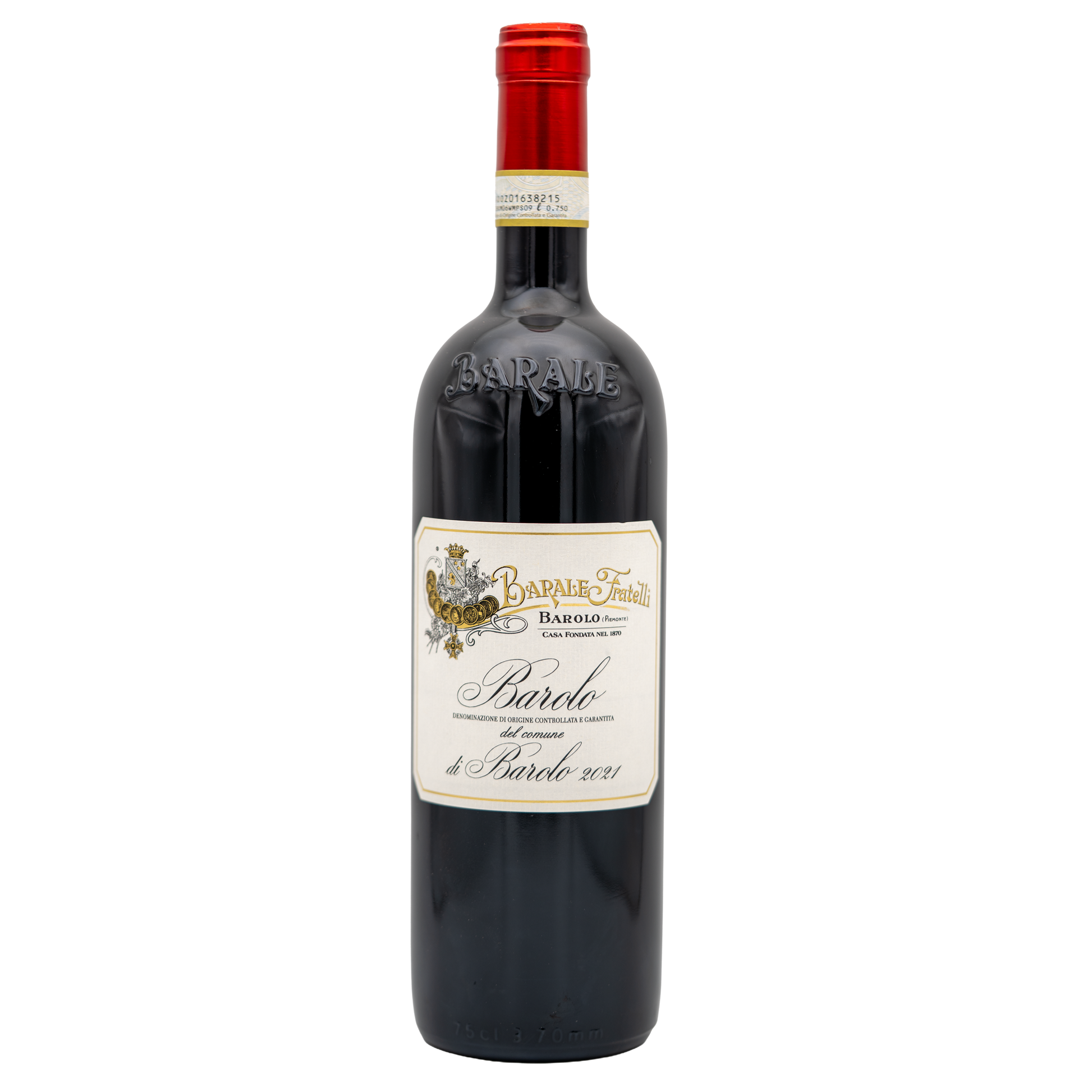 Lea and Sandeman Barale Fratelli Barolo di Barolo red wine bottle with label and deep red color.