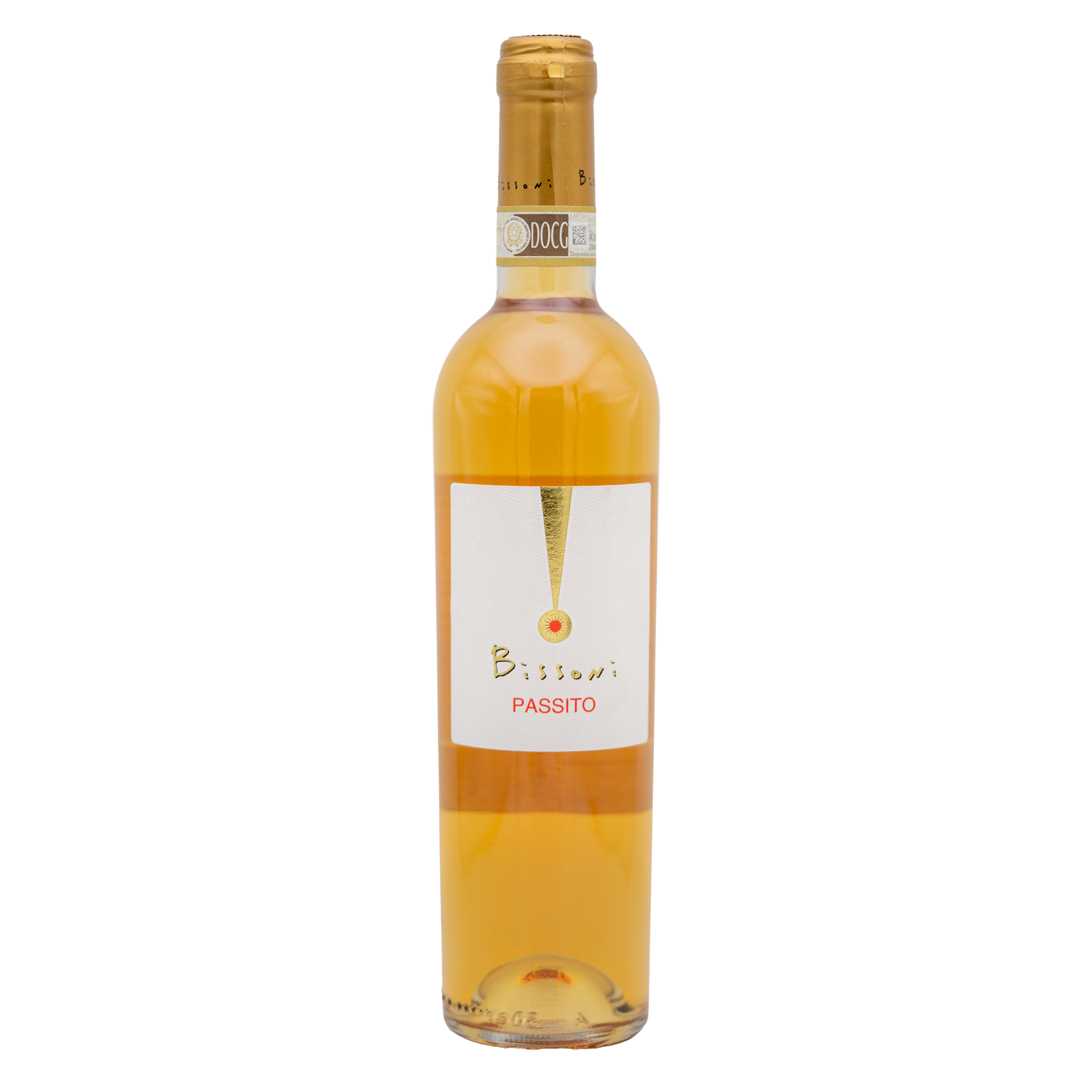 Bissoni Albana di Romagna Passito white wine bottle from Lea and Sandeman, with a label showcasing elegant design and golden accents.