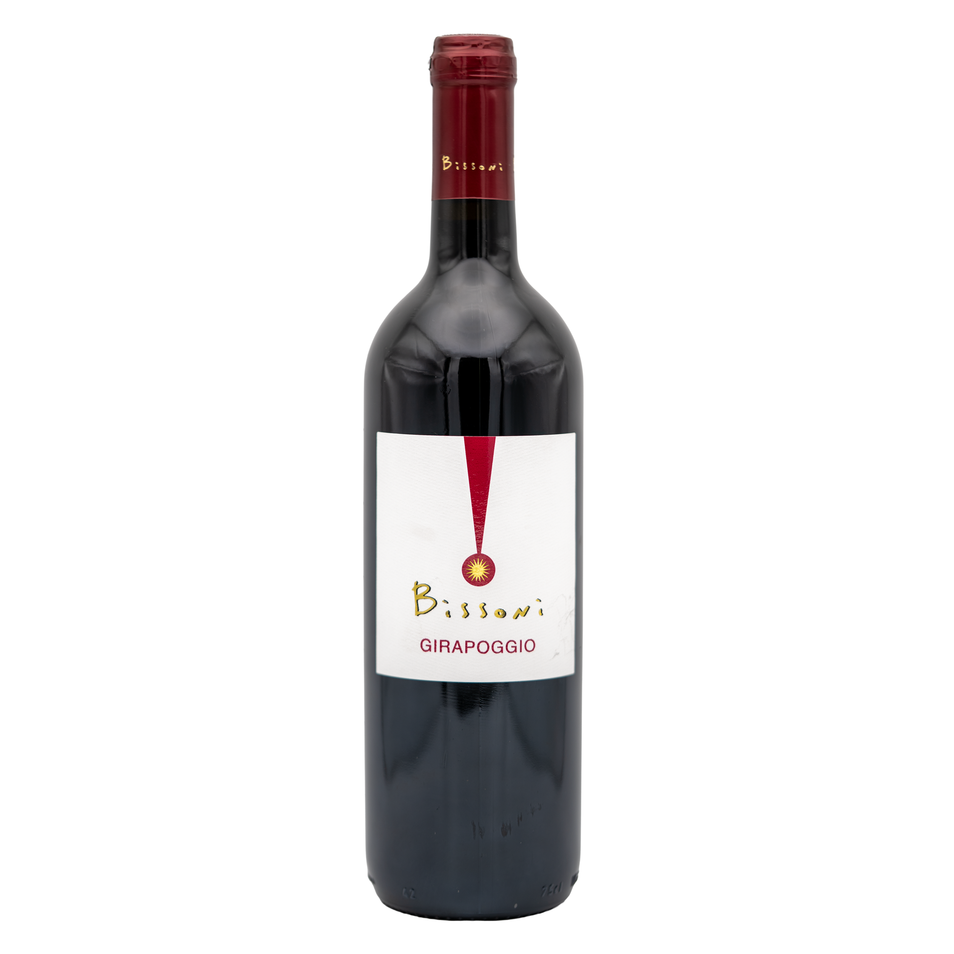 Bottle of LEA AND SANDEMAN Girapoggio Romagna Sangiovese red wine with a dark label and elegant glass.