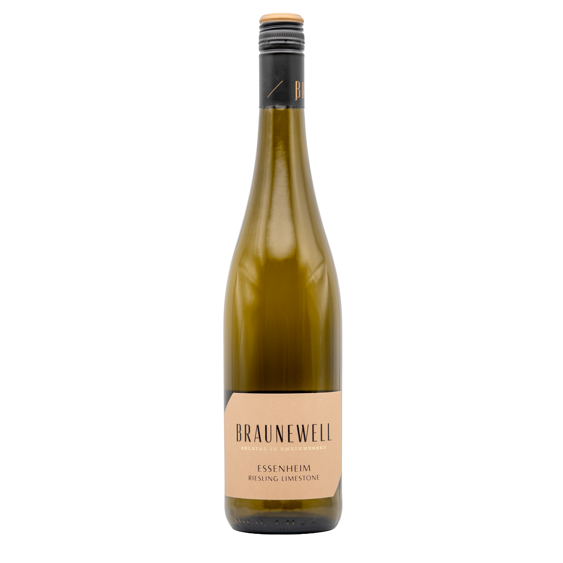 Bottle of LEA AND SANDEMAN Braunewell Riesling Trocken white wine with a white label and clear glass bottle.