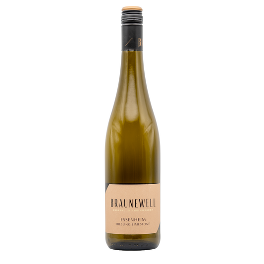 Bottle of LEA AND SANDEMAN Braunewell Riesling Trocken white wine with a white label and clear glass bottle.
