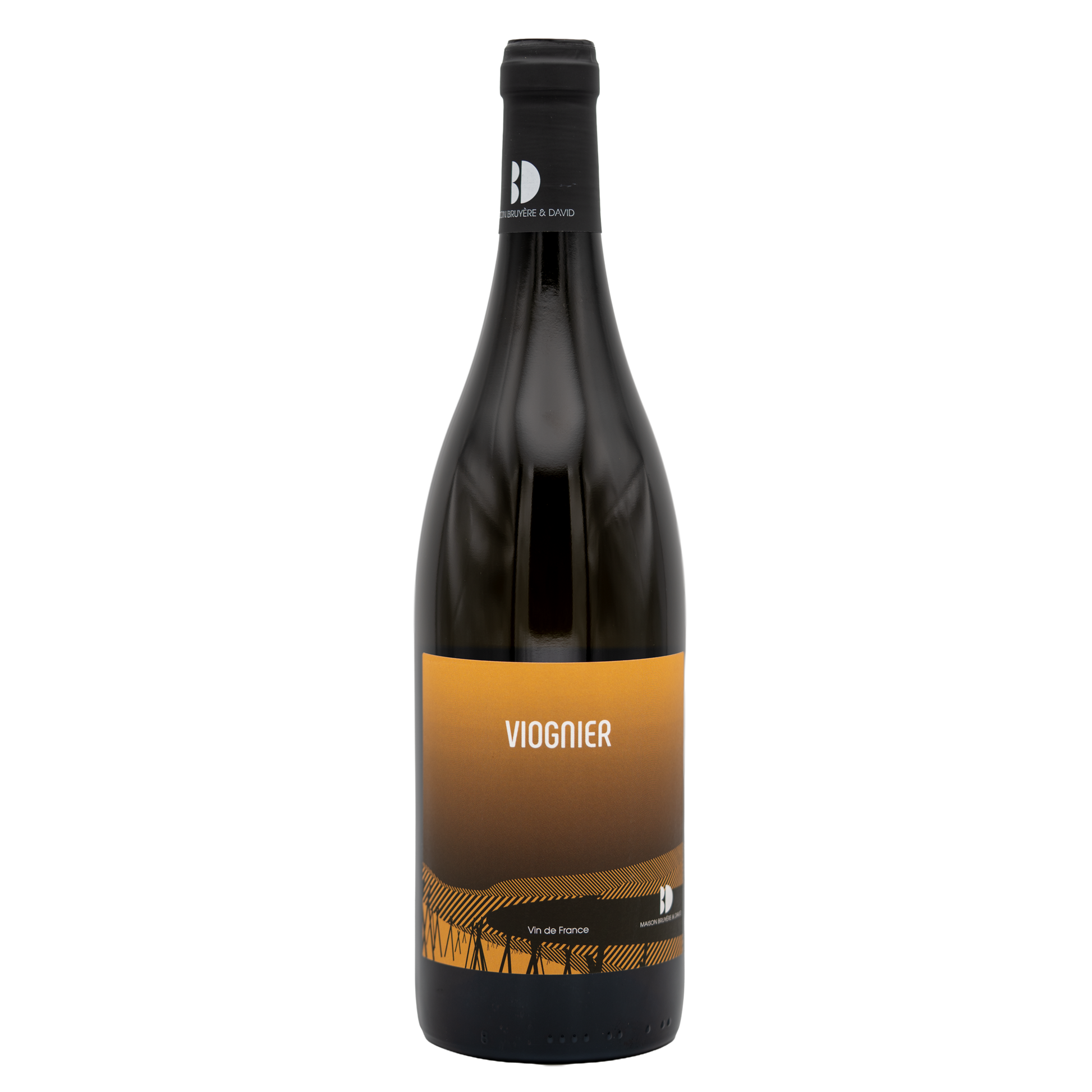Maison Bruyère & David Viognier white wine from LEA AND SANDEMAN, showing a clear glass bottle with a white wine inside.