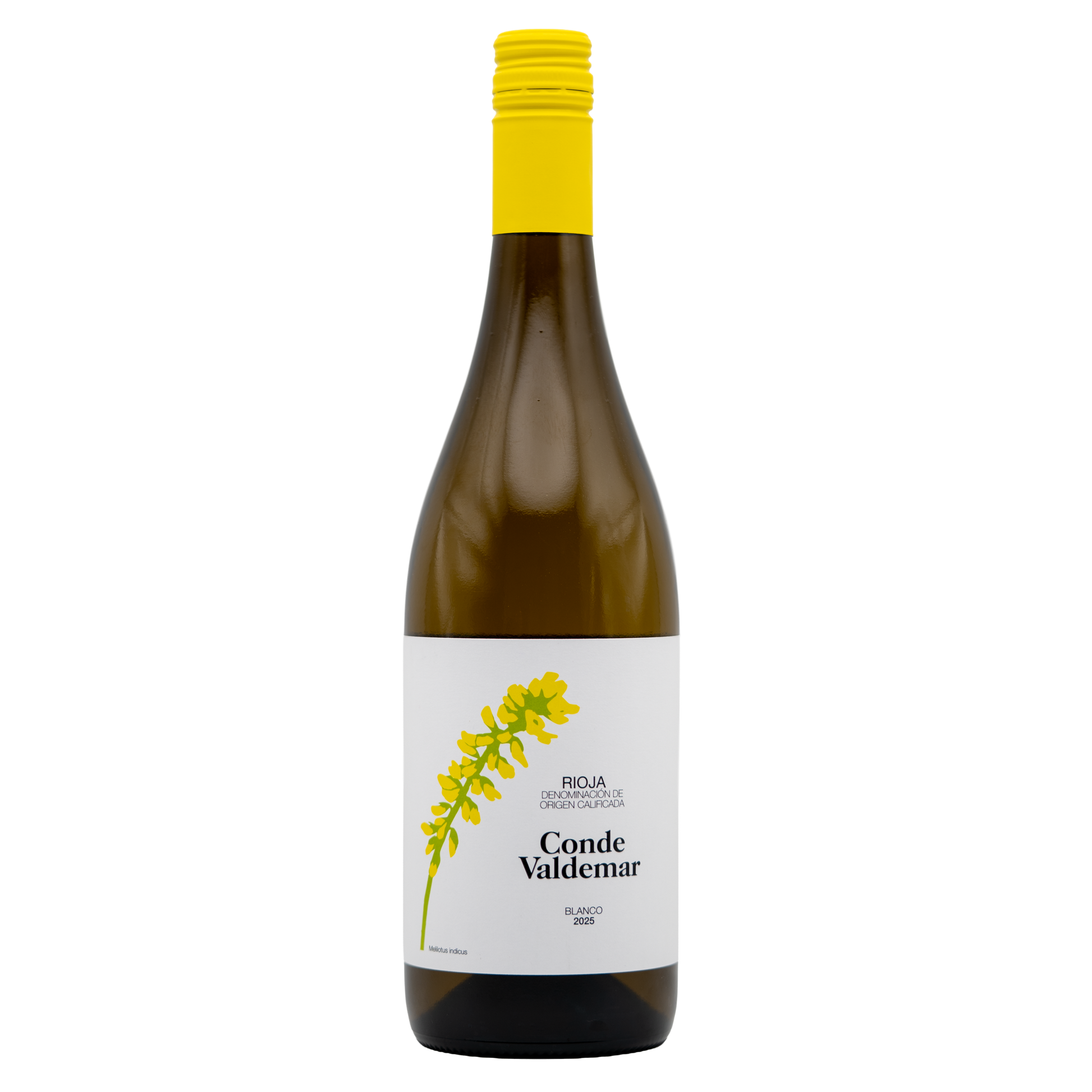 Bottle of Conde Valdemar Rioja Blanco white wine from Berkman Cellars, showcasing the label and clear glass bottle.