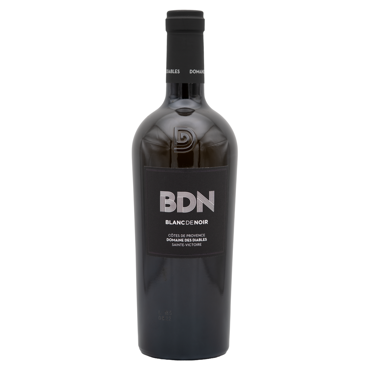 Clear image of Domaine des Diables ‘BDN’ Blanc de Noir white wine bottle by WALLOW WINE with elegant label design.