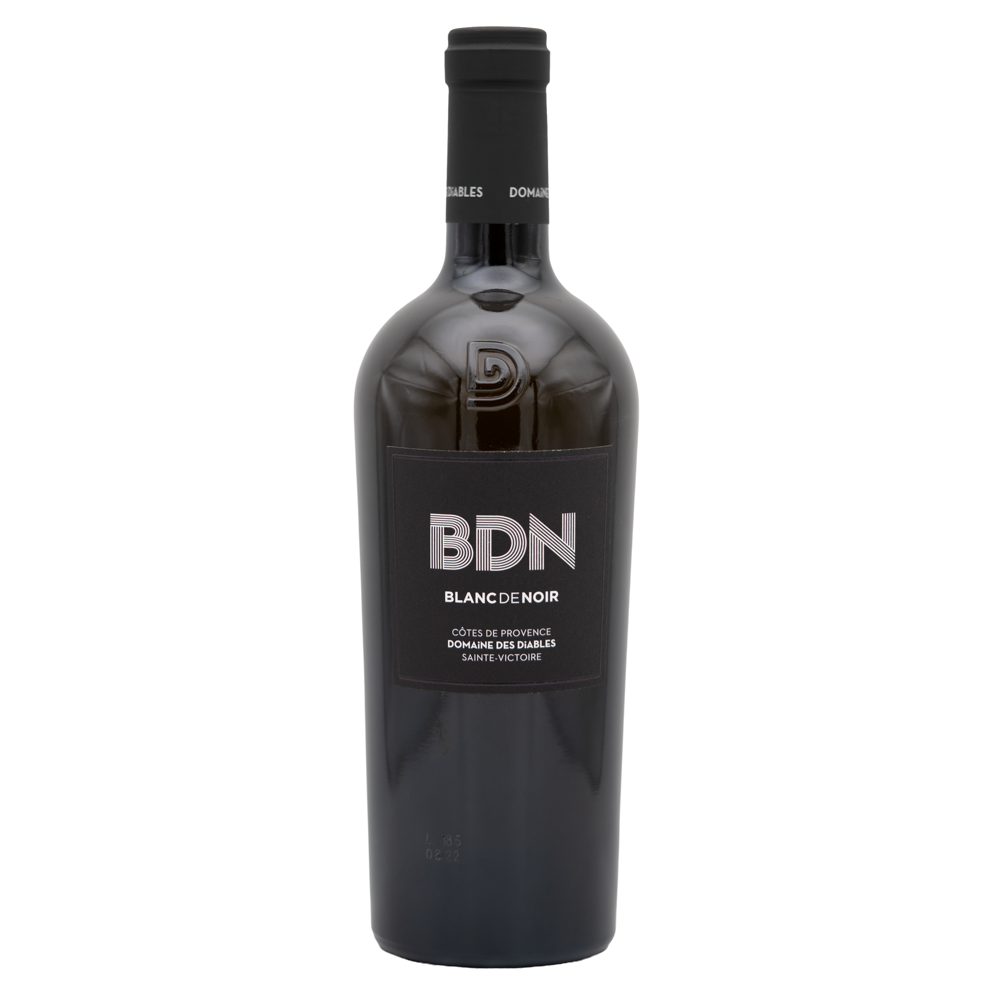 Clear image of Domaine des Diables ‘BDN’ Blanc de Noir white wine bottle by WALLOW WINE with elegant label design.