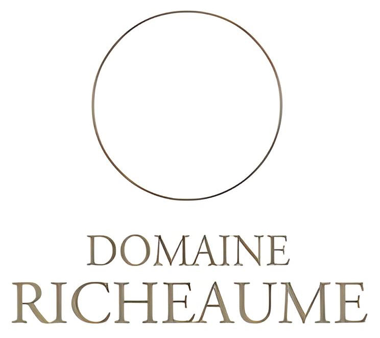 Domaine Richeaume logo featuring a thin circular outline above the brand name in a serif typeface, set against a solid white background.