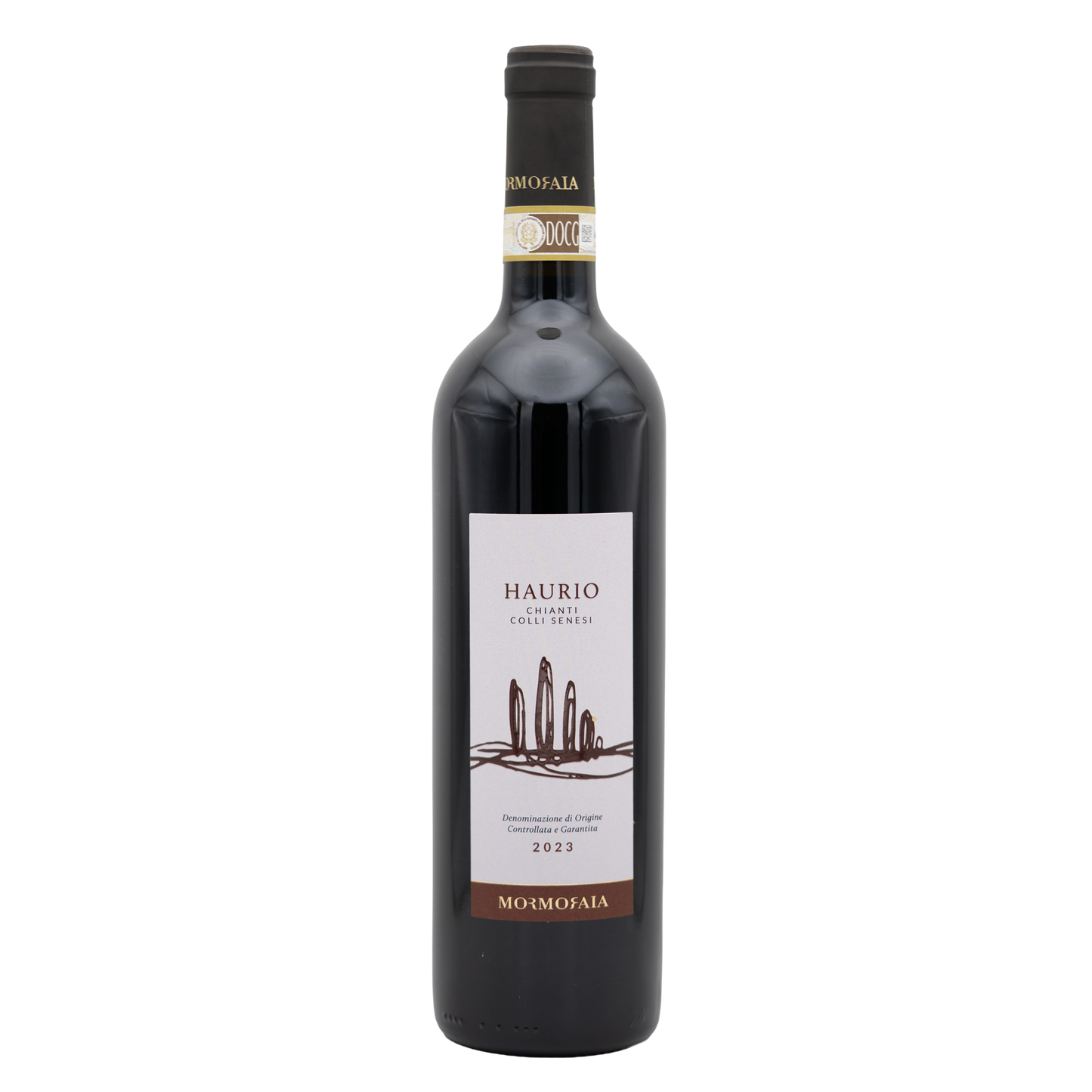 Bottle of Mormoraia Haurio Chianti Colli Senesi red wine from LEA AND SANDEMAN, showcased with label visible.