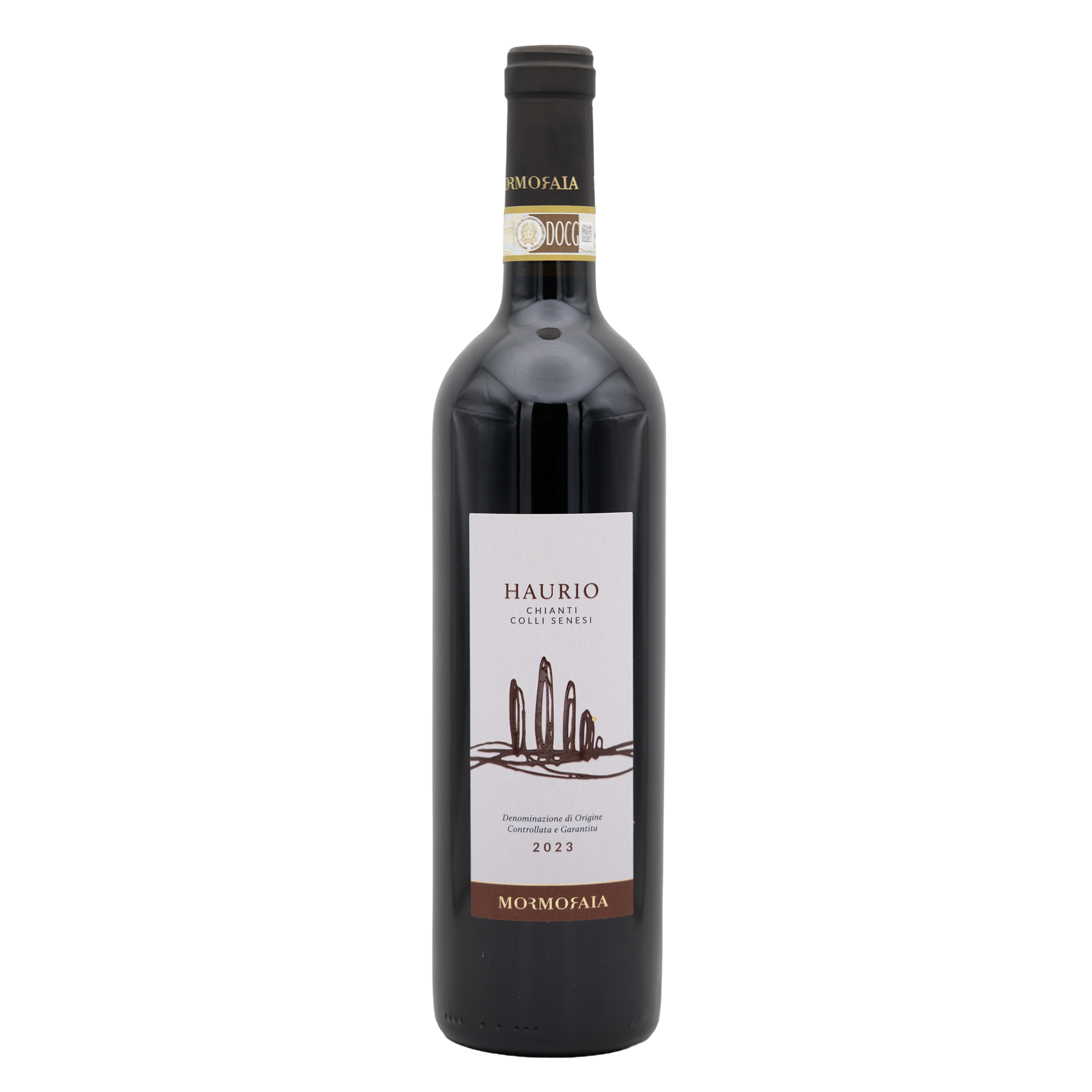 Bottle of Mormoraia Haurio Chianti Colli Senesi red wine from LEA AND SANDEMAN, showcased with label visible.