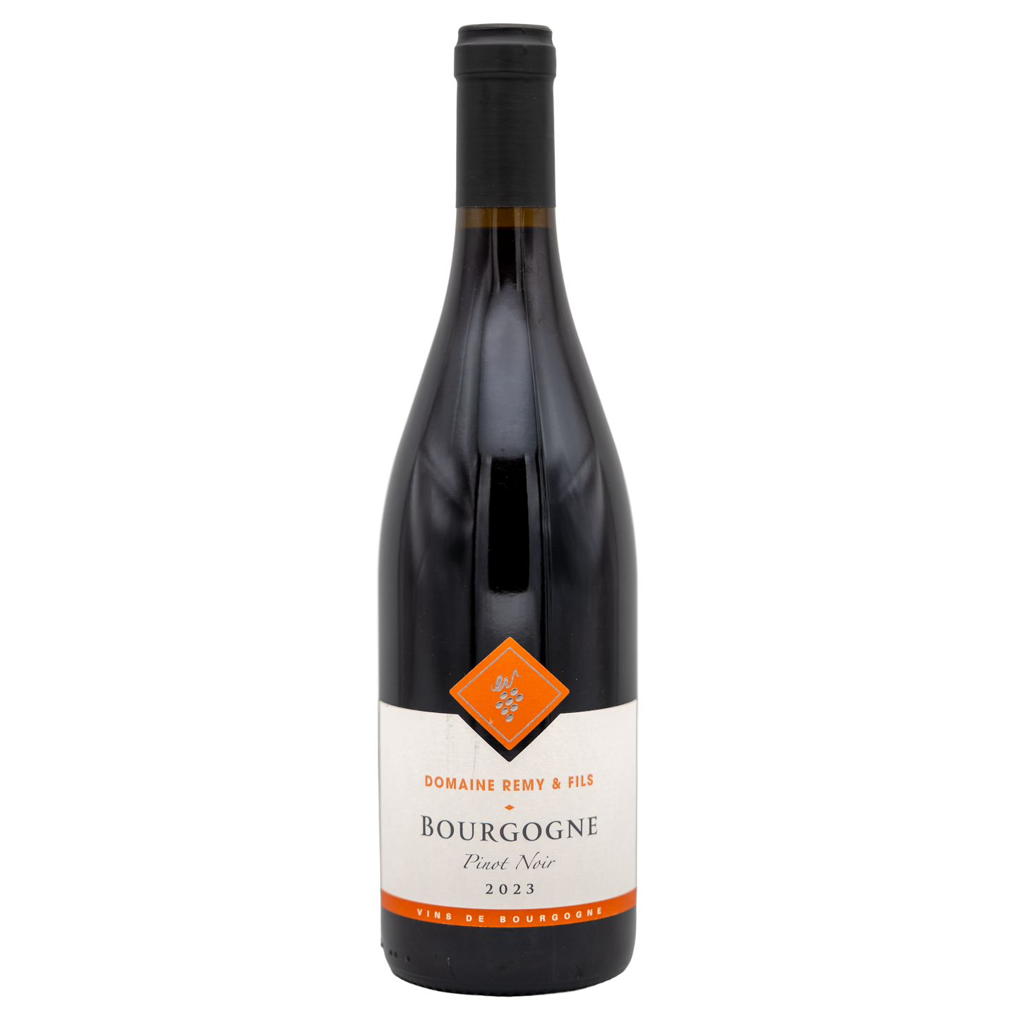 Bottle of Domaine Remy & Fils Bourgogne Rouge Pinot Noir red wine by LEA AND SANDEMAN, featuring a dark glass bottle with a label.