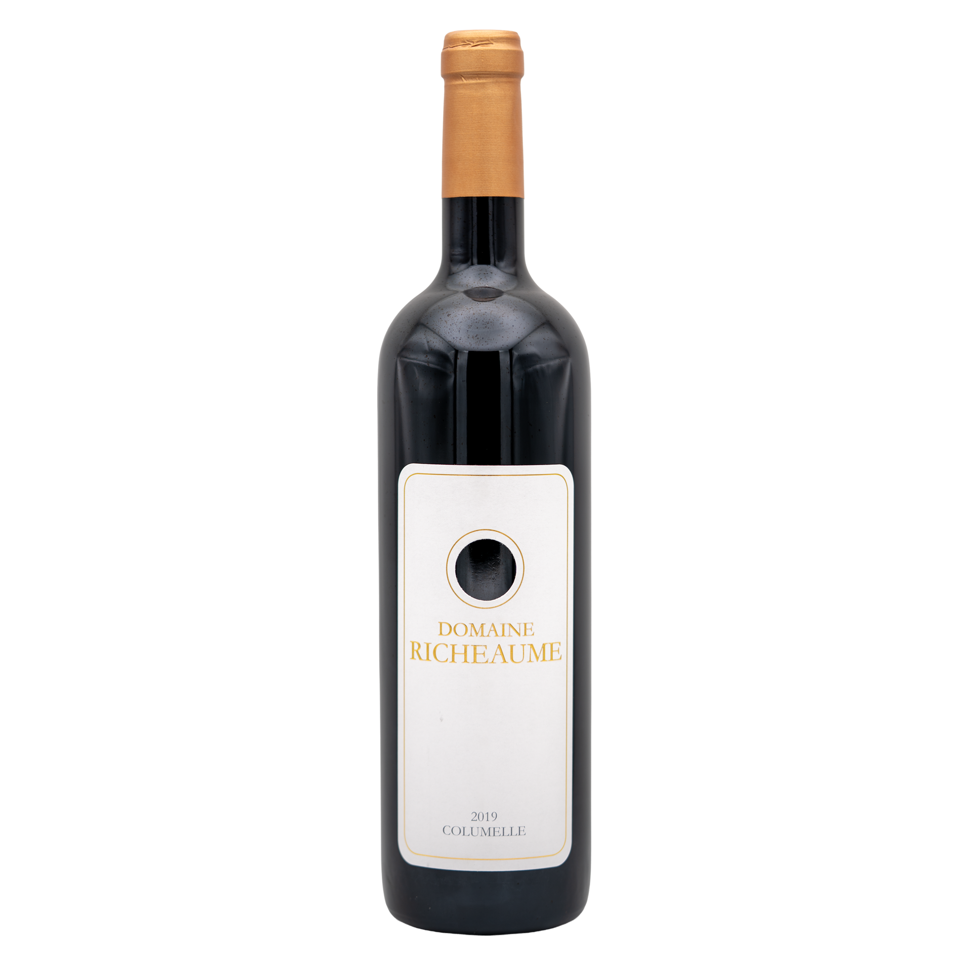 Domaine Richeaume Cuvée Columelle red wine bottle from LEA AND SANDEMAN, with a dark label and elegant glass.
