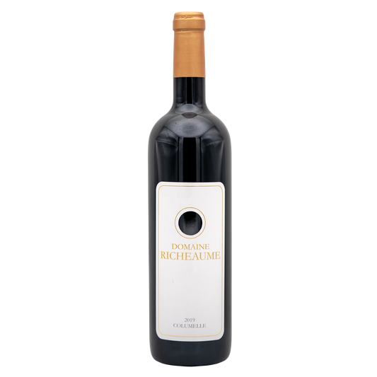 Domaine Richeaume Cuvée Columelle red wine bottle from LEA AND SANDEMAN, with a dark label and elegant glass.