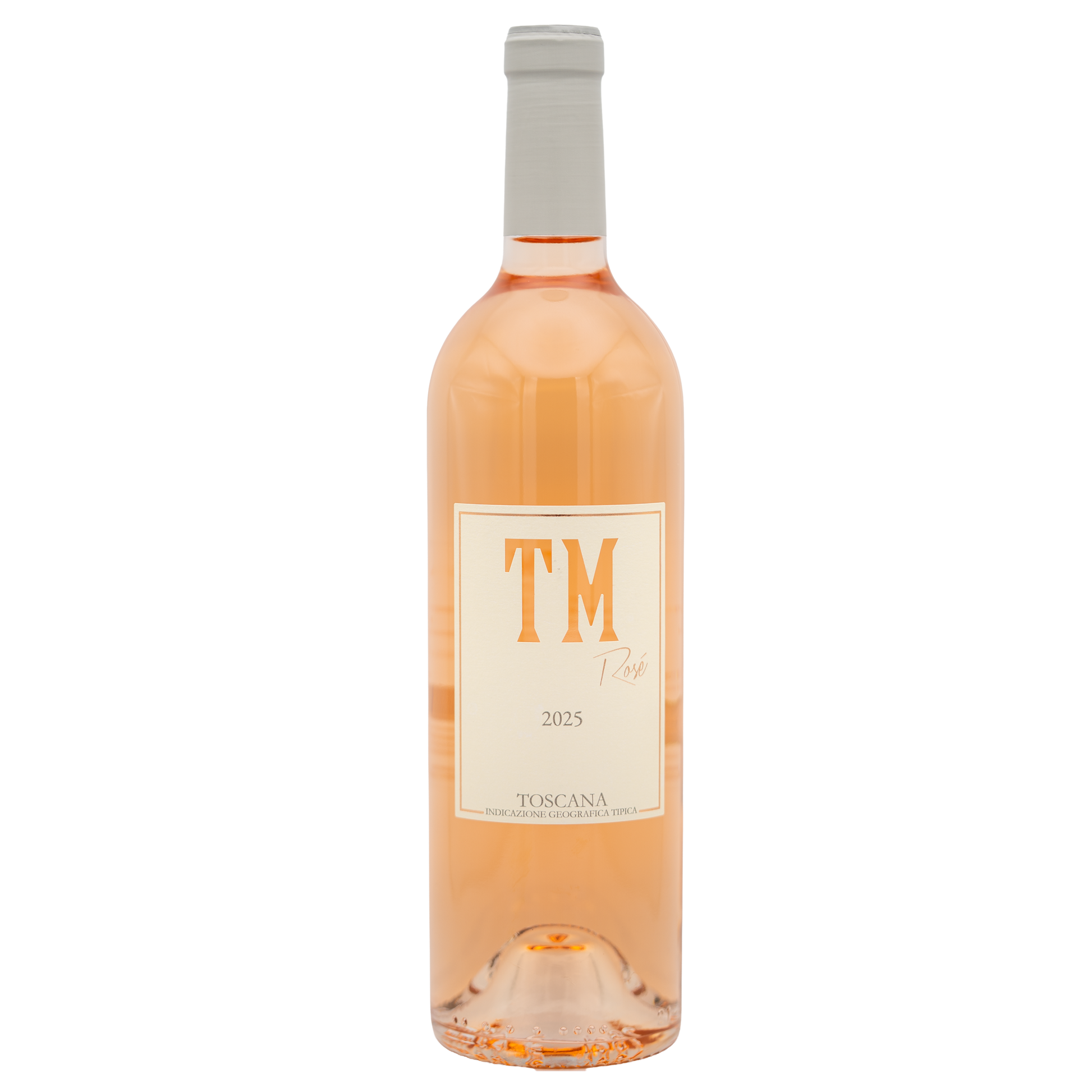 Glass of Tenuta Monteti TM Rosé wine from LEA AND SANDEMAN showing a pale pink color in a clear wine glass.