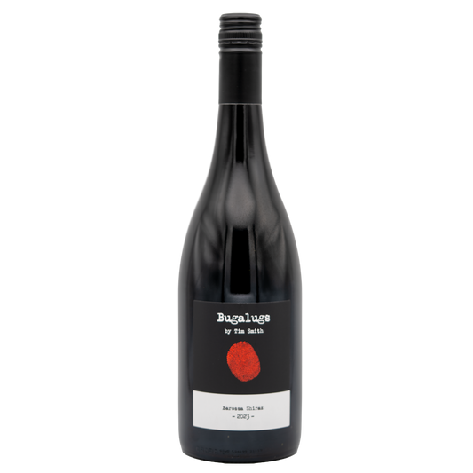 Bottle of Tim Smith Wines Bugalugs Barossa Shiraz red wine from LEA AND SANDEMAN with a dark label and elegant design.