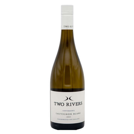 Two Rivers of Marlborough Convergence Sauvignon Blanc white wine bottle by LEA AND SANDEMAN with label visible.